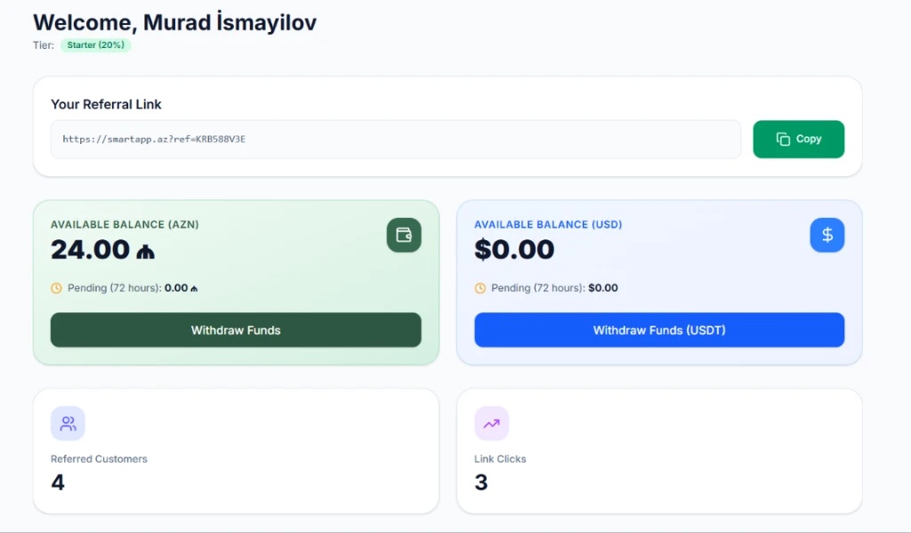 SmartApp Partner Dashboard (job.smartapp.az)