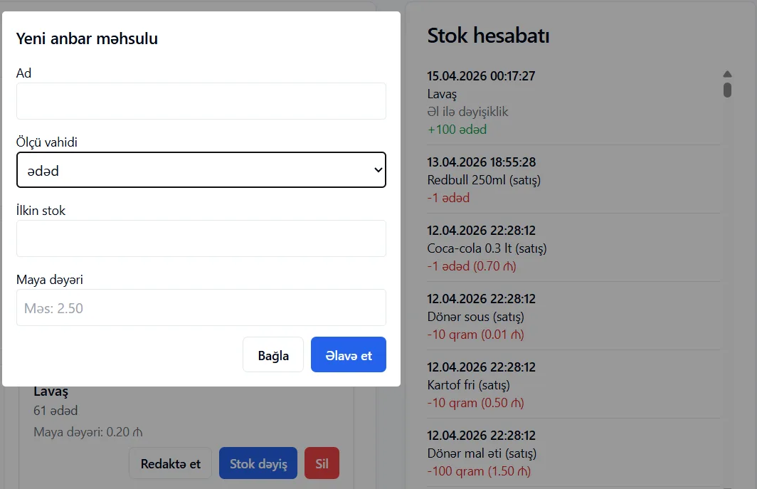 Inventory tracking User Panel